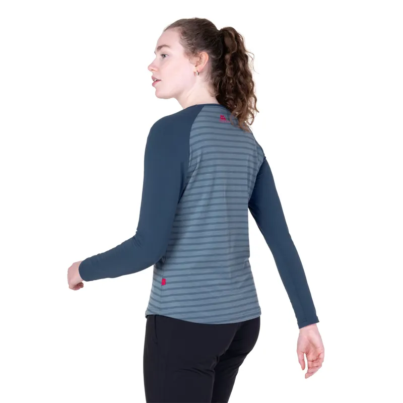 Mountain Equipment Womens Redline Long Sleeved Tee - Bluefin Stripe-Denim-6
