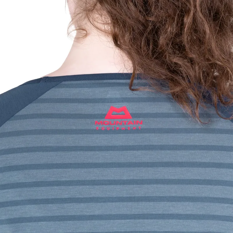 Mountain Equipment Womens Redline Long Sleeved Tee - Bluefin Stripe-Denim-7
