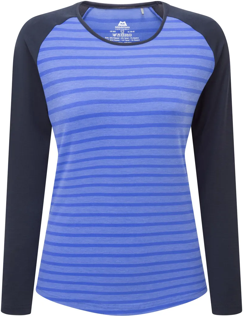 Mountain Equipment Womens Redline Long Sleeved Tee - Vivid Stripe-Cosmos