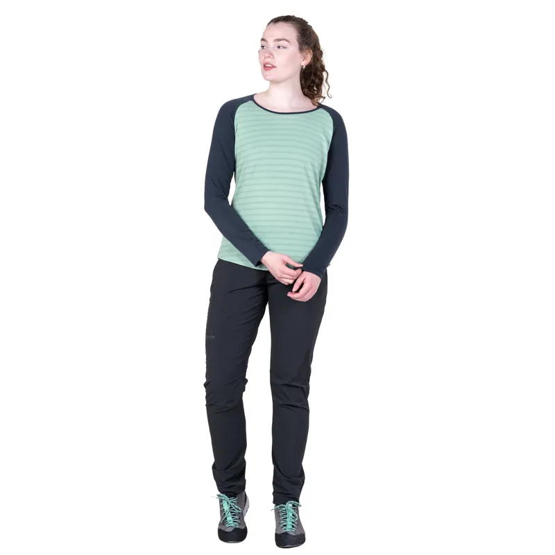Mountain Equipment Womens Redline Long Sleeved Tee - Lichen Stripe-Cosmos-3