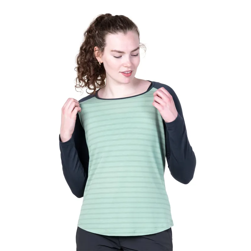 Mountain Equipment Womens Redline Long Sleeved Tee - Lichen Stripe-Cosmos-4