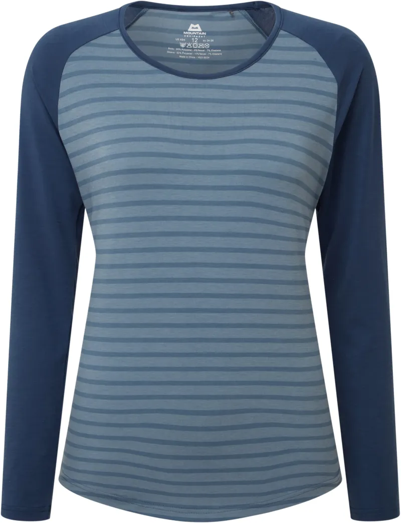 Mountain Equipment Womens Redline Long Sleeved Tee - Bluefin Stripe-Denim