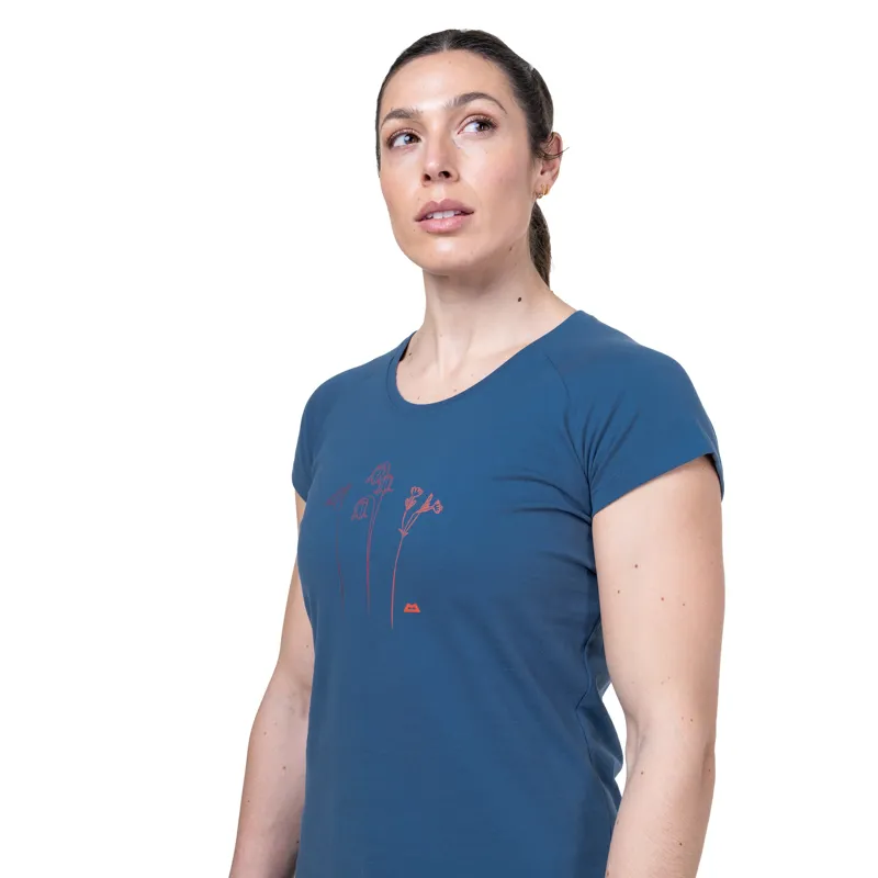 Mountain Equipment Womens Mountain Flower Tee - Stellar Blue-5