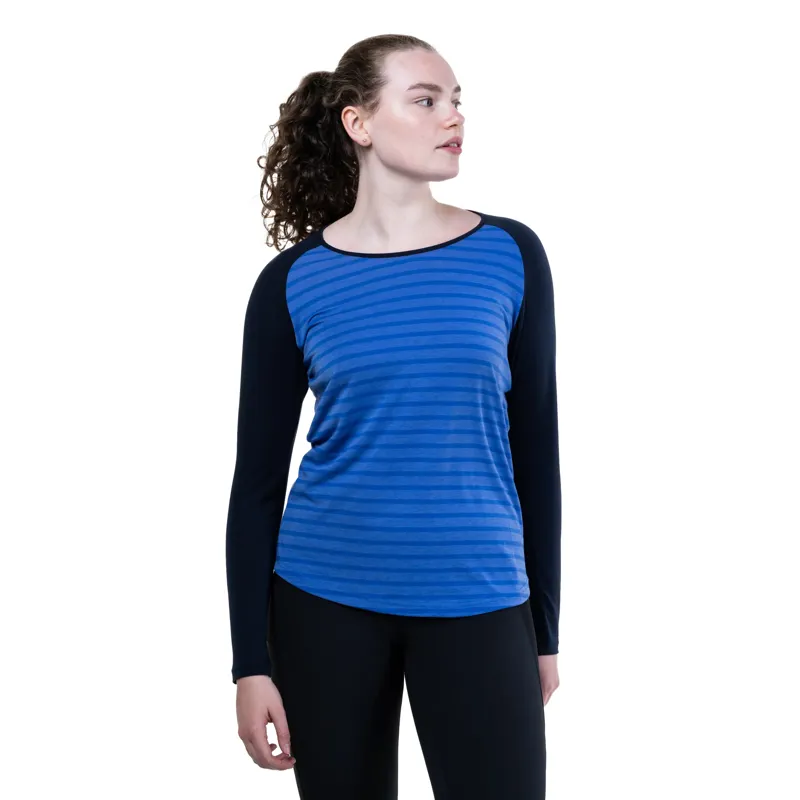 Mountain Equipment Womens Redline Long Sleeved Tee - Vivid Stripe-Cosmos-5