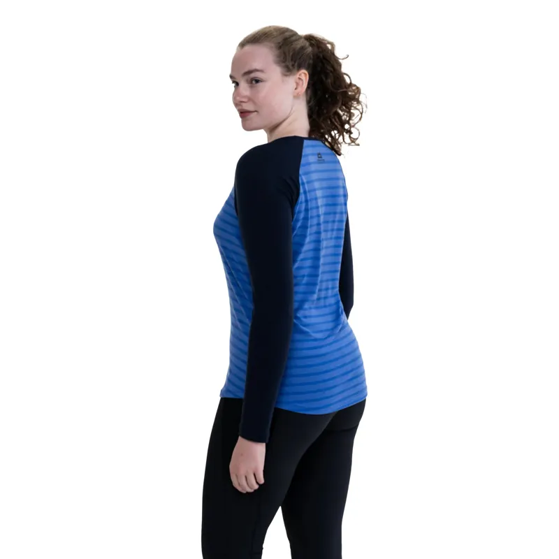 Mountain Equipment Womens Redline Long Sleeved Tee - Vivid Stripe-Cosmos-6