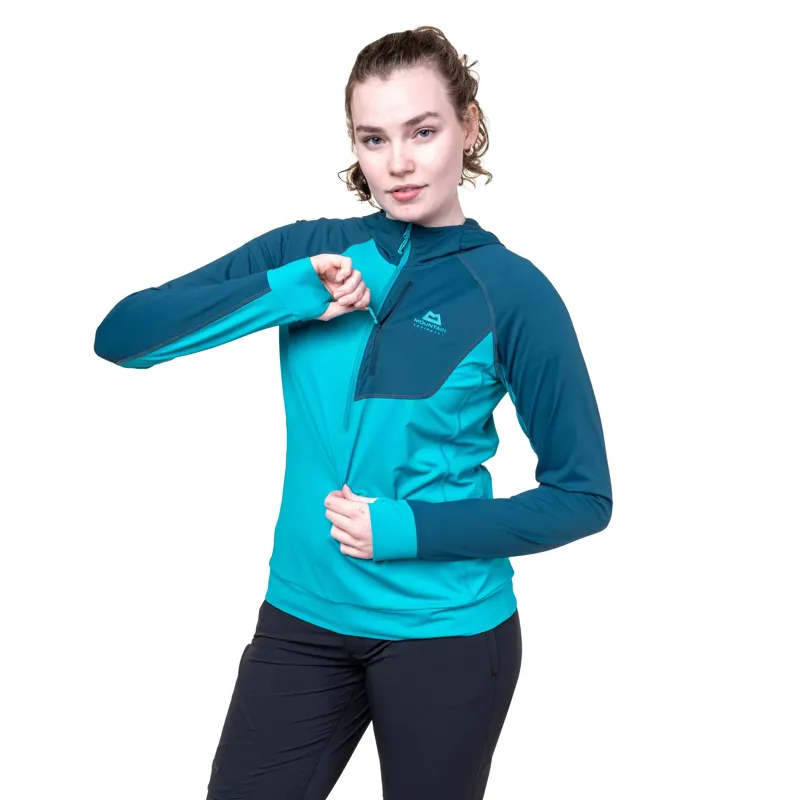 Mountain Equipment Womens Aiguille Hooded Top - Topaz-Majolica-5