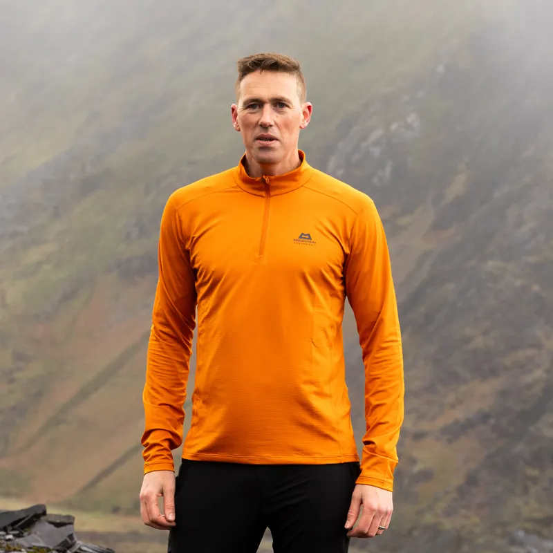 Mountain Equipment Mens Cerrig Long Sleeved Zip-Tee - Rust-1