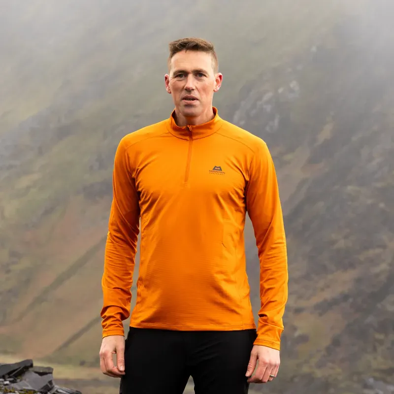 Mountain Equipment Mens Cerrig Long Sleeved Zip-Tee - Rust-1