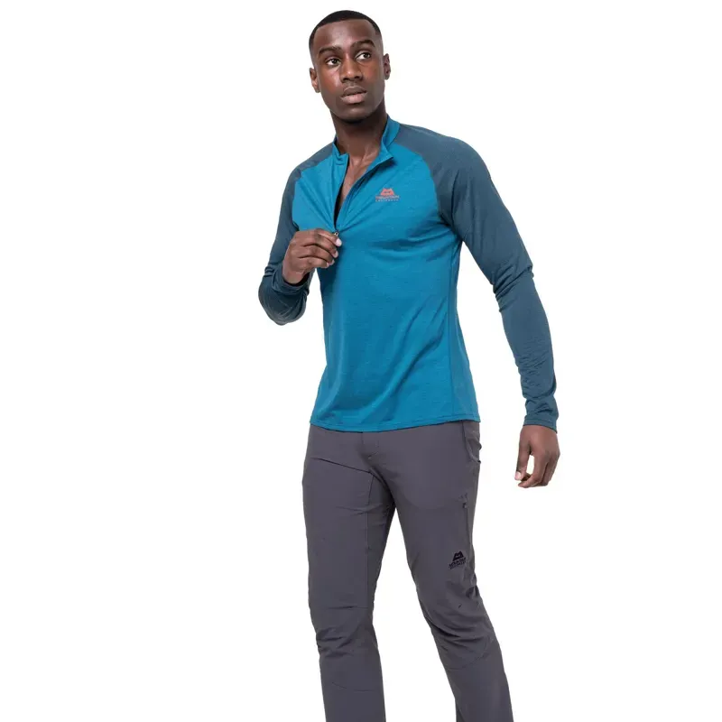 Mountain Equipment Mens Nava Long Sleeved Zip-Tee - Majolica Blue-6