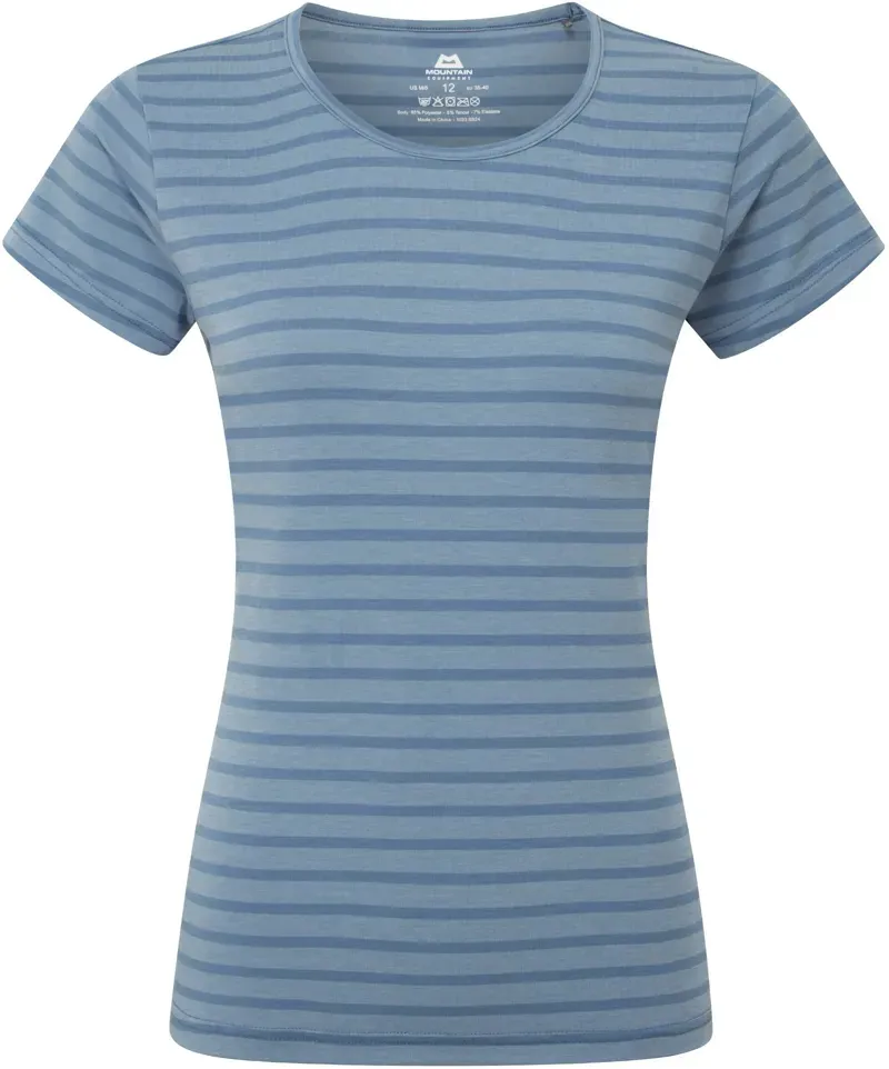 Mountain Equipment Womens Groundup Stripe Tee - Bluefin Stripe