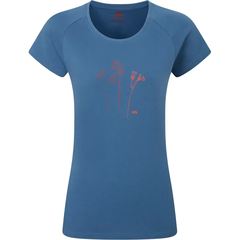 Mountain Equipment Womens Mountain Flower Tee - Stellar Blue