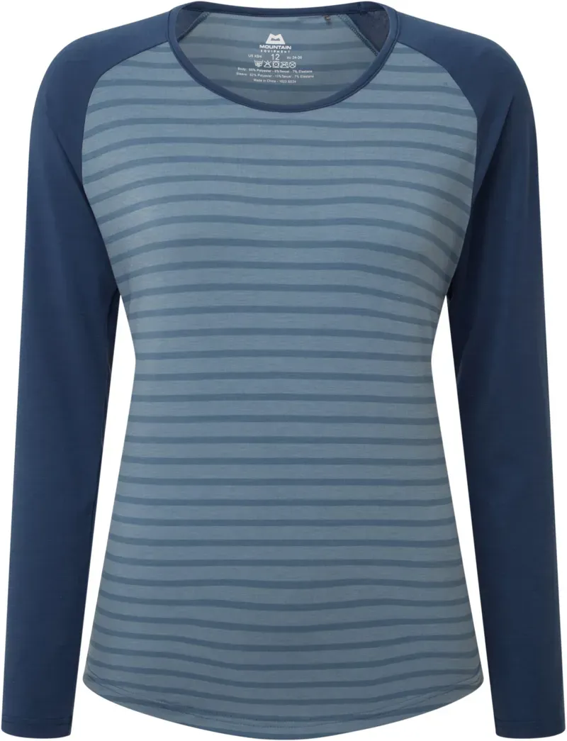 Mountain Equipment Womens Redline Long Sleeved Tee - Bluefin Stripe-Denim