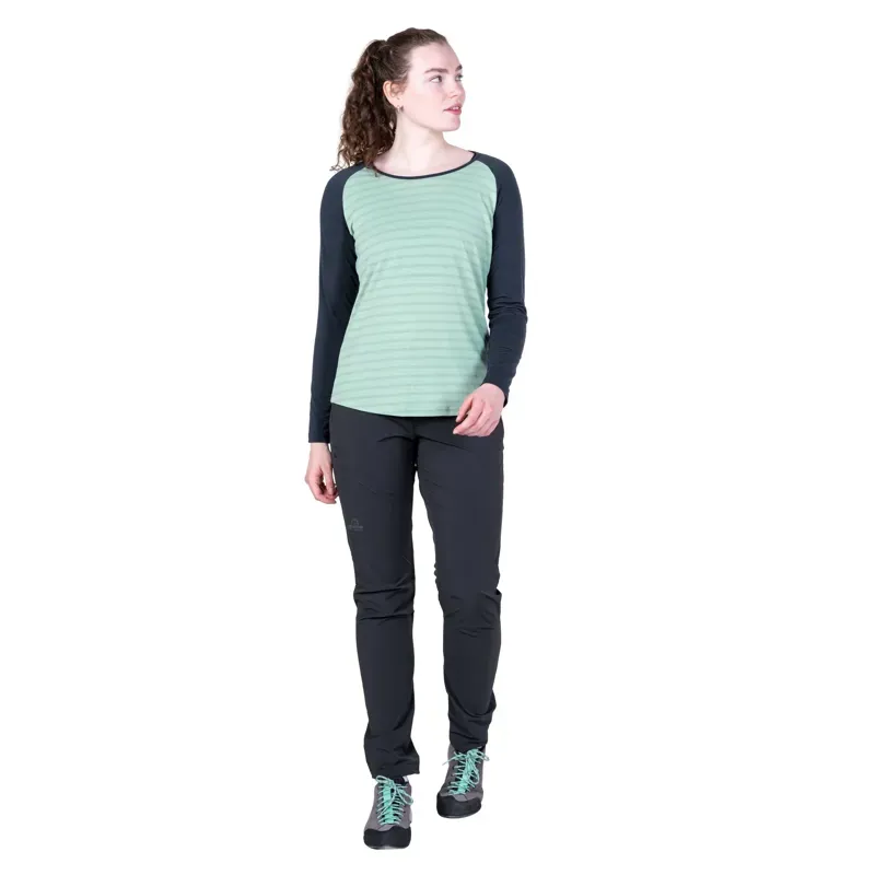 Mountain Equipment Womens Redline Long Sleeved Tee - Lichen Stripe-Cosmos-1