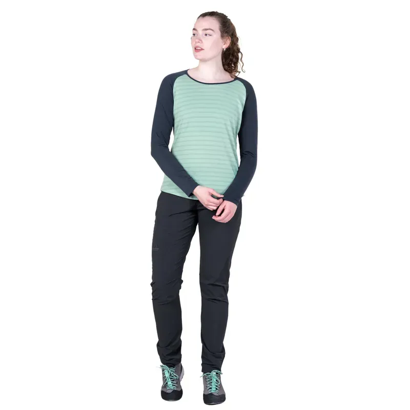 Mountain Equipment Womens Redline Long Sleeved Tee - Lichen Stripe-Cosmos-3
