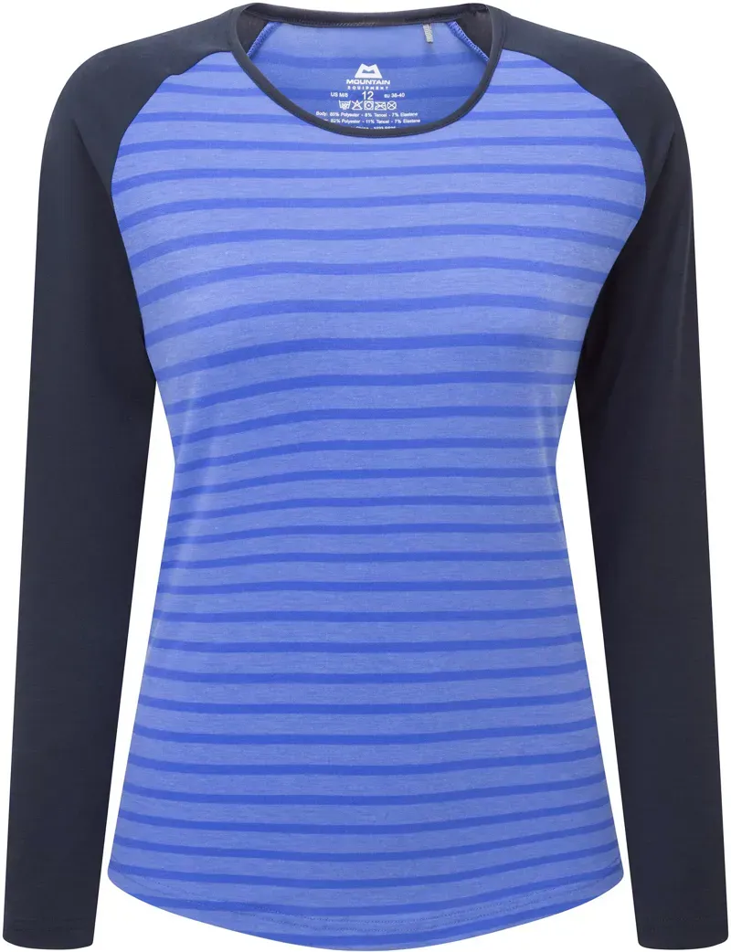 Mountain Equipment Womens Redline Long Sleeved Tee - Vivid Stripe-Cosmos