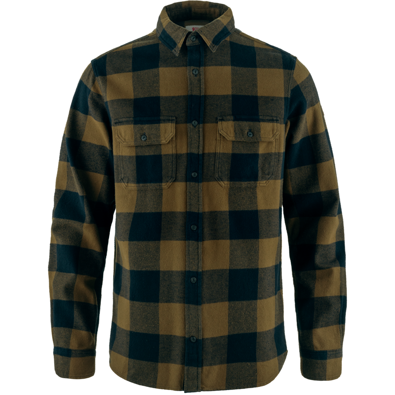 Fjallraven Mens Ovik Heavy Flannel Shirt - Wood Brown Dark Navy