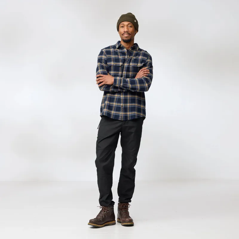 Fjallraven Mens Ovik Heavy Flannel Shirt - Light Fossil Deep Red-3