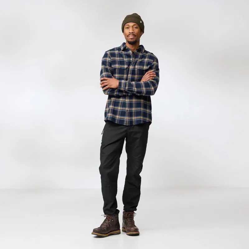 Fjallraven Mens Ovik Heavy Flannel Shirt - Black-Grey-3