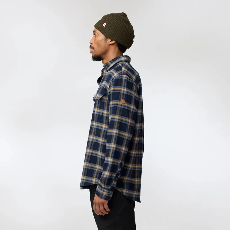 Fjallraven Mens Ovik Heavy Flannel Shirt - Light Fossil Deep Red-5