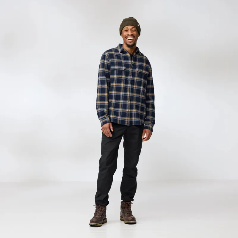 Fjallraven Mens Ovik Heavy Flannel Shirt - Black-Grey-2
