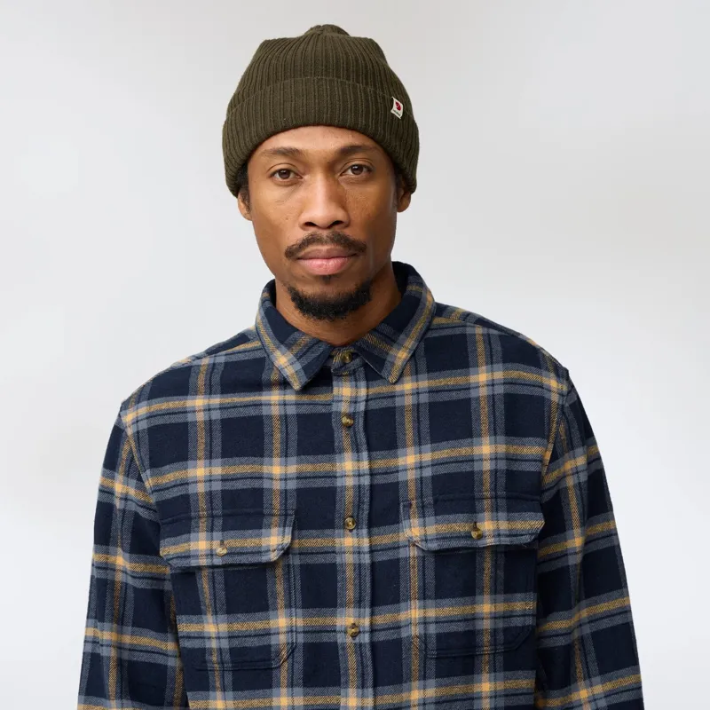 Fjallraven Mens Ovik Heavy Flannel Shirt - Wood Brown Dark Navy-6