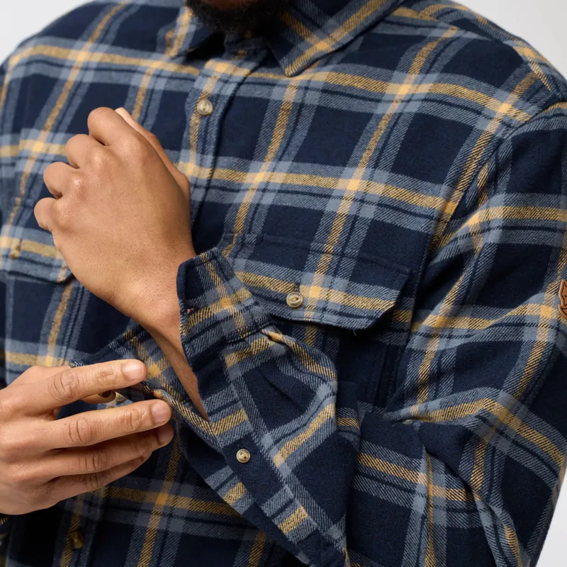 Fjallraven Mens Ovik Heavy Flannel Shirt - Wood Brown Dark Navy-8