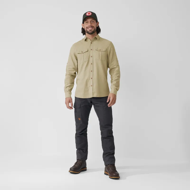 Fjallraven Mens Ovik Travel LS Shirt - Sand Stone-2