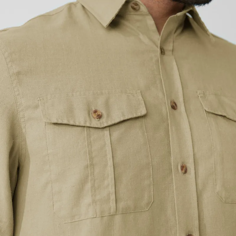Fjallraven Mens Ovik Travel LS Shirt - Sand Stone-5