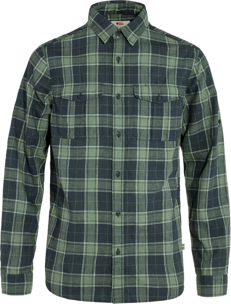 Fjallraven Mens Ovik Travel LS Shirt - Dark Navy-Patina Green