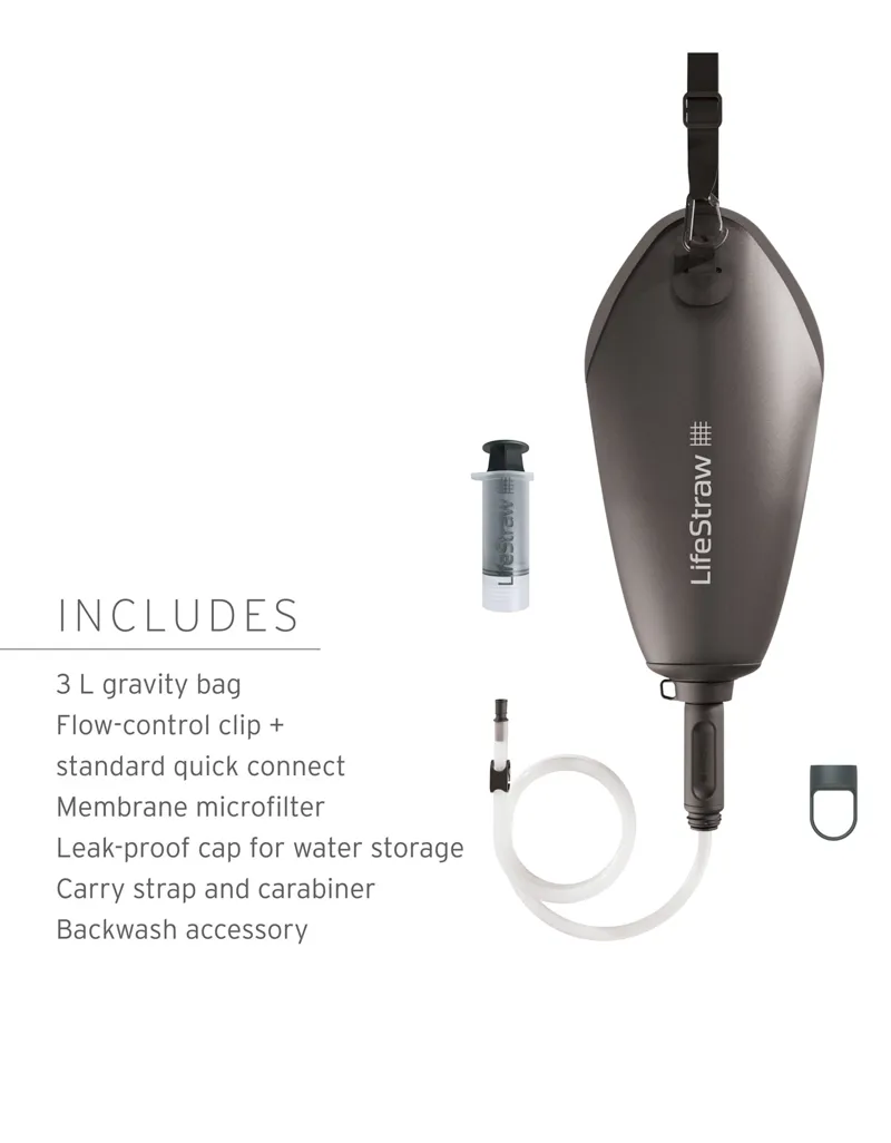 LifeStraw Peak Series Compact Gravity Water Filter System 3L - Dark Mountain Gray-3