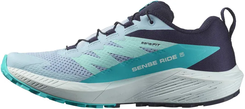 Salomon Womens Sense Ride 5 Shoes - Cashmere Blue-Carbon-Peacock Blue-2