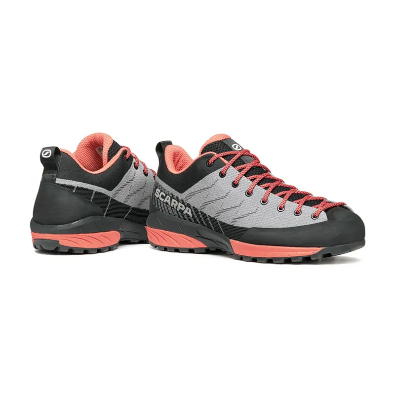 Scarpa Womens Mescalito Planet Shoes - Light Grey-Coral-4