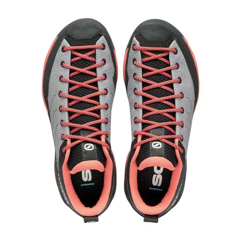 Scarpa Womens Mescalito Planet Shoes - Light Grey-Coral-3