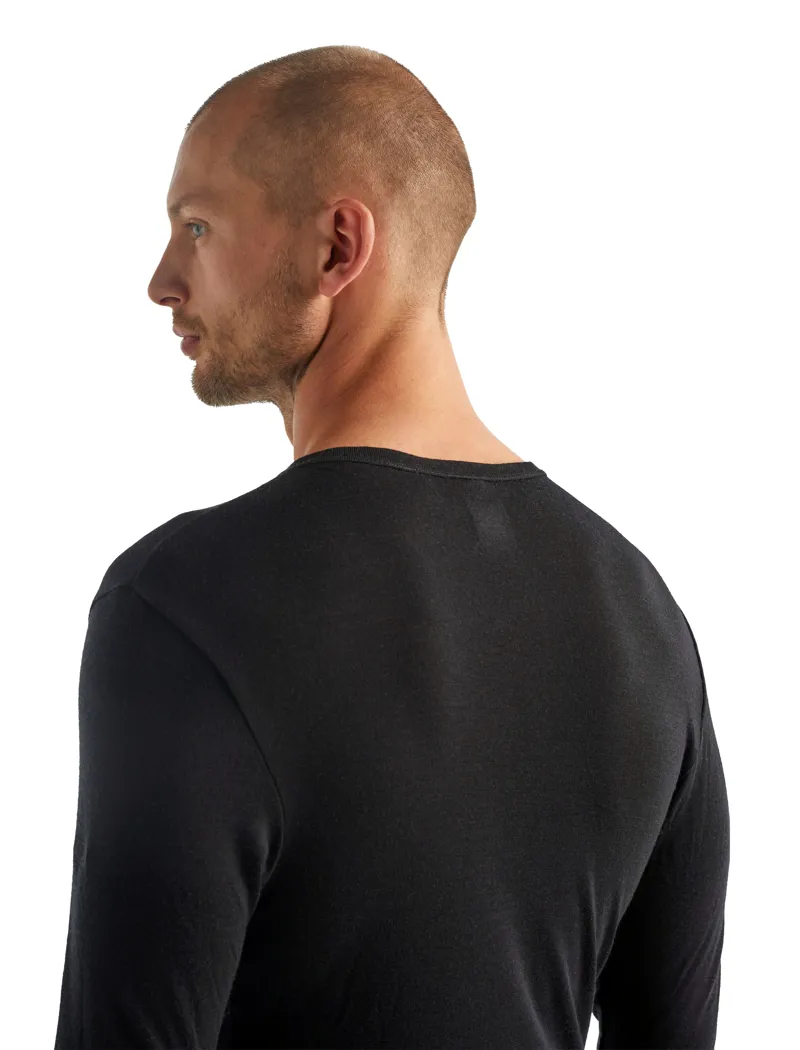 Icebreaker Mens 175 Everyday Long Sleeved Crewe Top - Black-1