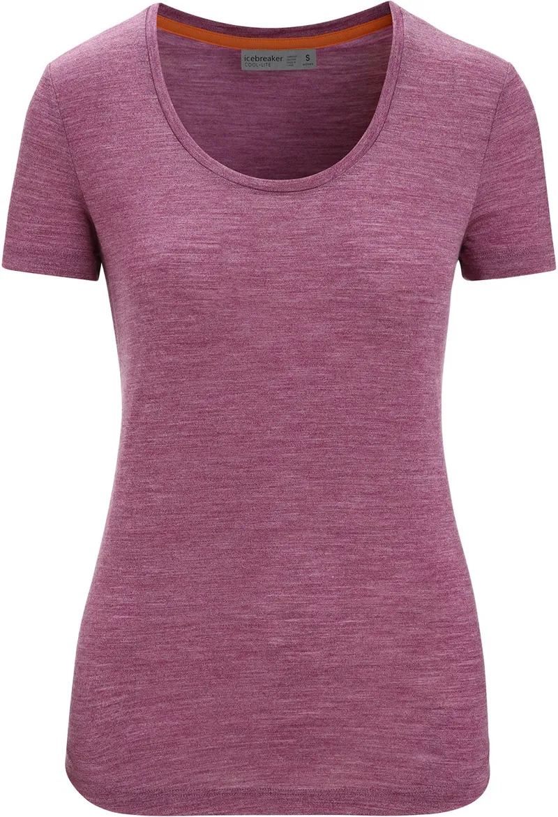 Icebreaker Womens Sphere II Short Sleeved Scoop Tee - Go Berry Heather