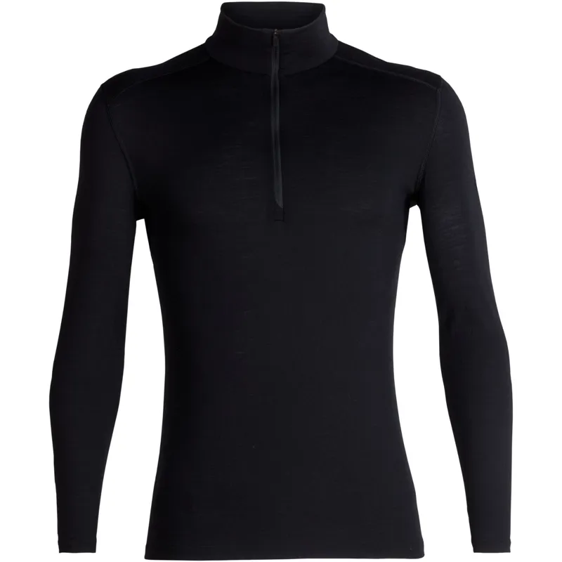 Icebreaker Mens 200 Oasis Long Sleeved Half Zip Tee - Black