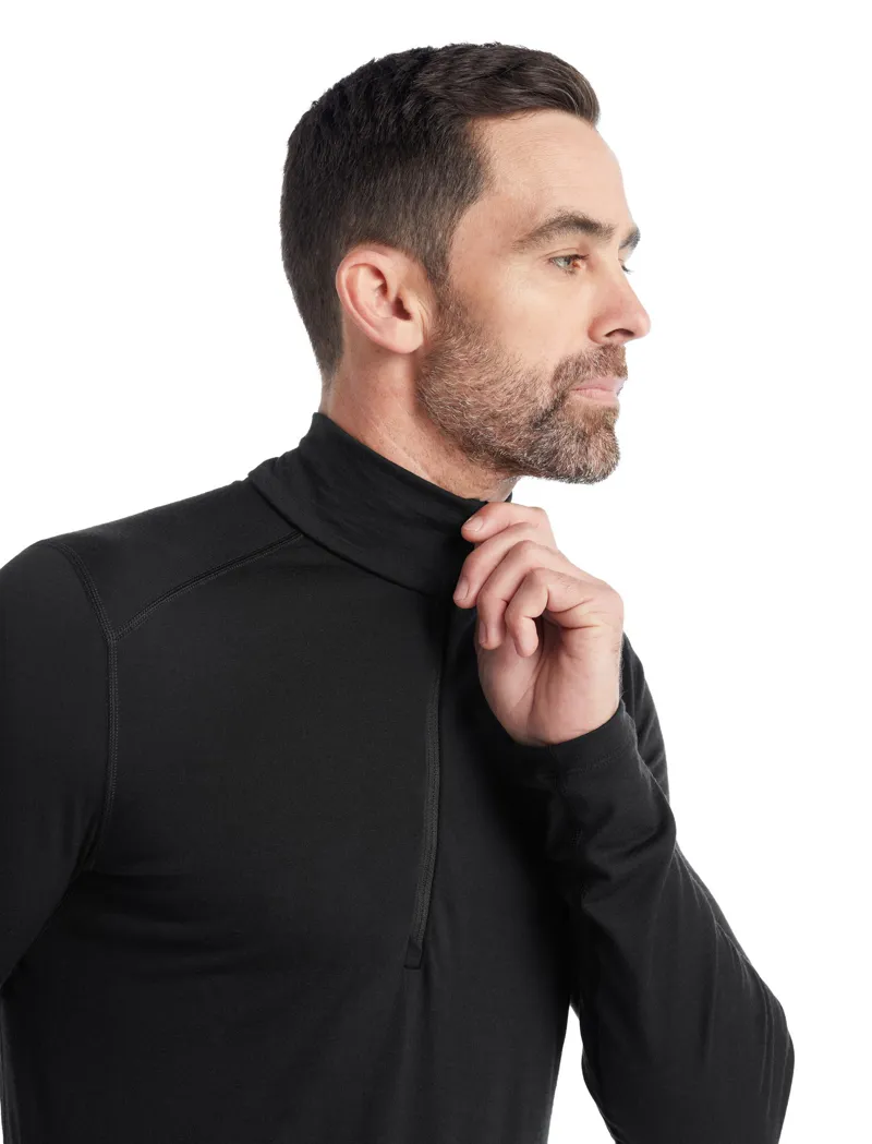 Icebreaker Mens 200 Oasis Long Sleeved Half Zip Tee - Black-4