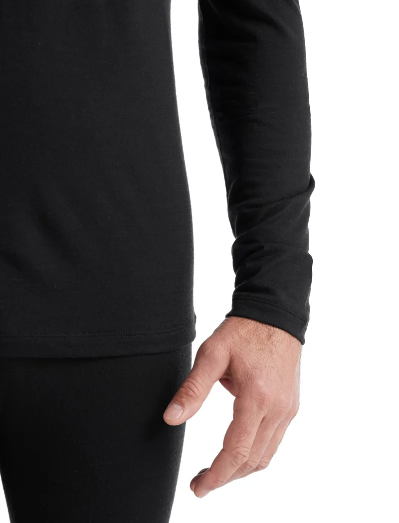 Icebreaker Mens 200 Oasis Long Sleeved Half Zip Tee - Black-6
