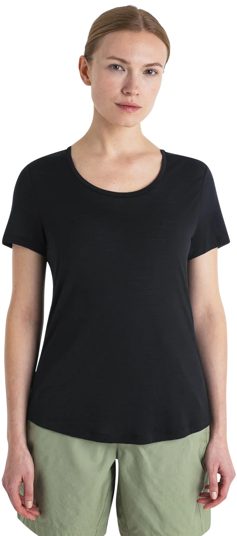 Icebreaker Womens Merino 125 Cool-Lite Sphere III Short Sleeved Scoop Tee - Black-2
