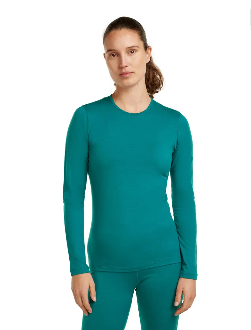 Icebreaker Womens 200 Oasis Long Sleeved Crew Tee - Tidal Teal-1