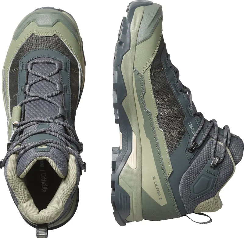 Salomon Womens X Ultra 5 Mid GTX Shoe - Turbulence-Sedona Sage-Tender-4