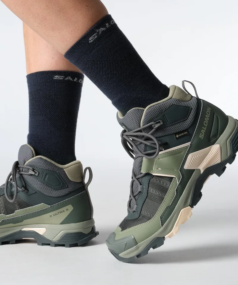 Salomon Womens X Ultra 5 Mid GTX Shoe - Turbulence-Sedona Sage-Tender-7