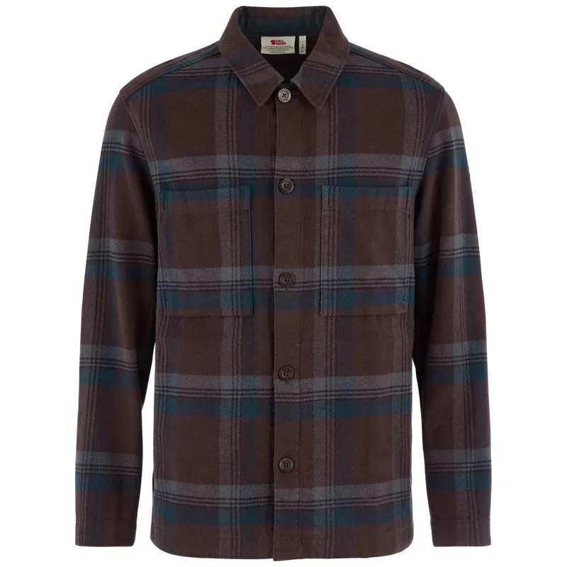 Fjallraven Mens Singi Flannel Overshirt - Black Oak-Dark Navy