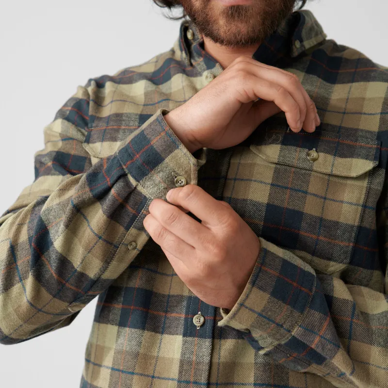Fjallraven Mens Singi Heavy Flannel Shirt - Dark Navy-Buckwheat Brown-6