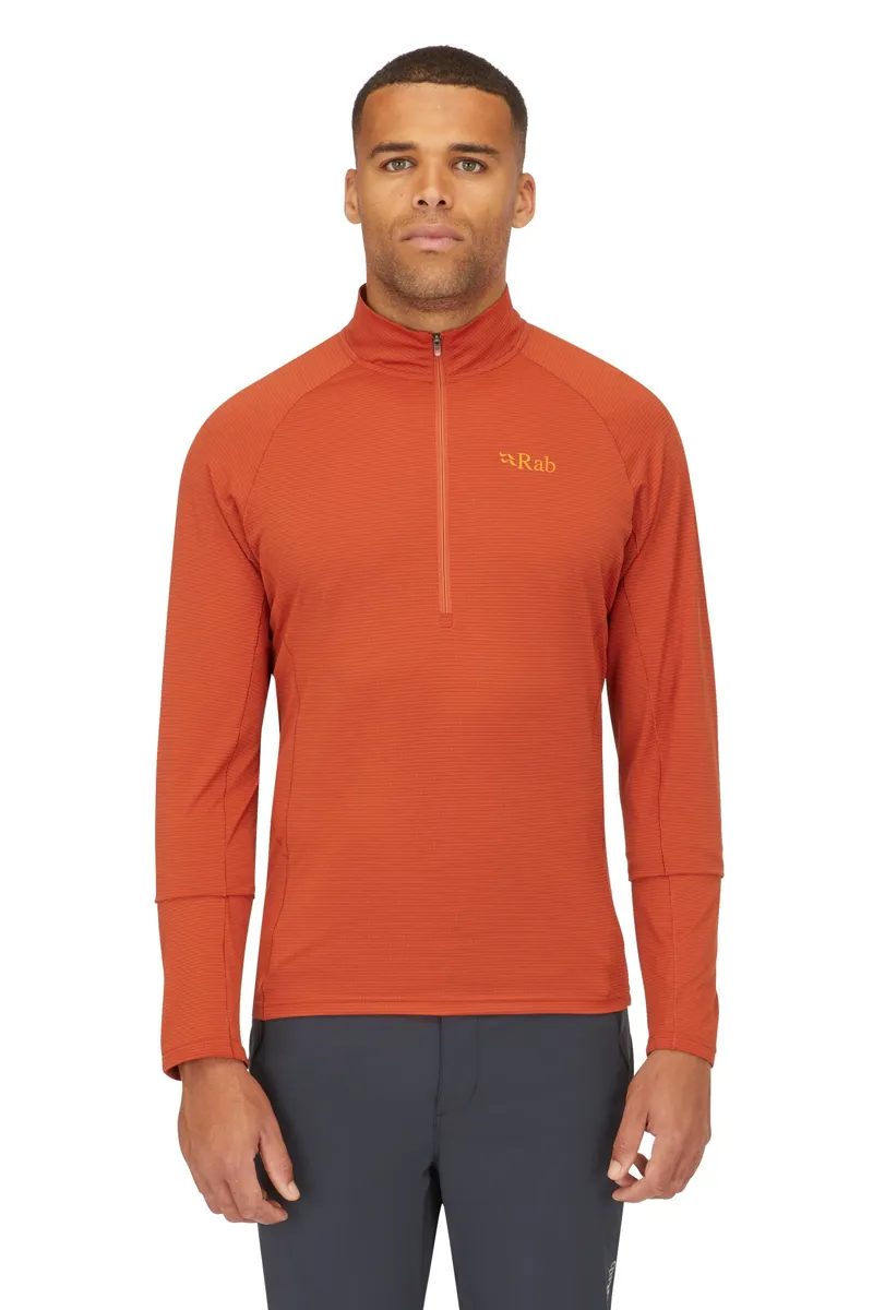 Rab Mens Sonic Long Sleeved Zip-Tee - Red Clay-2