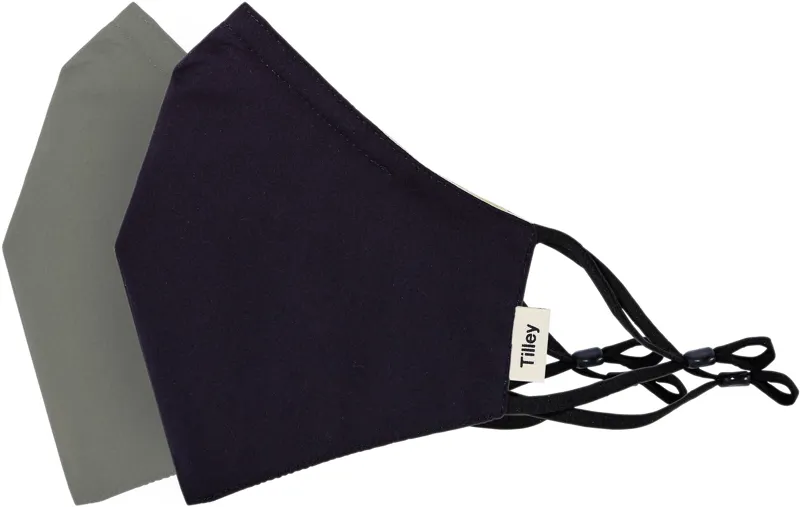 Tilley Cotton Face Mask - 2 Pack - Black and Khaki