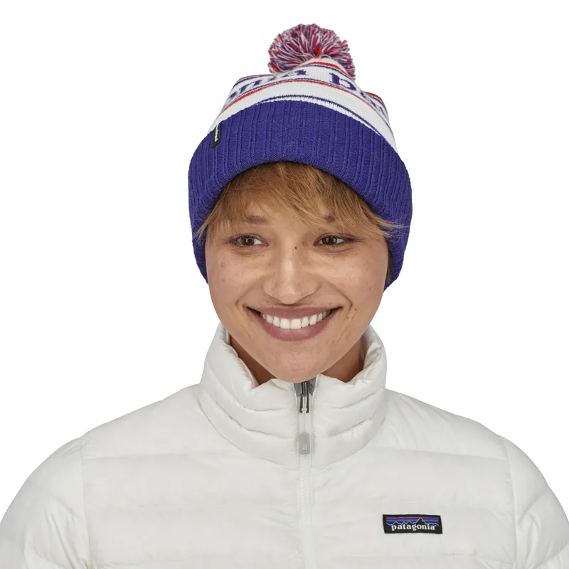 Patagonia Powder Town Beanie - Park Stripe-Viking Blue-2