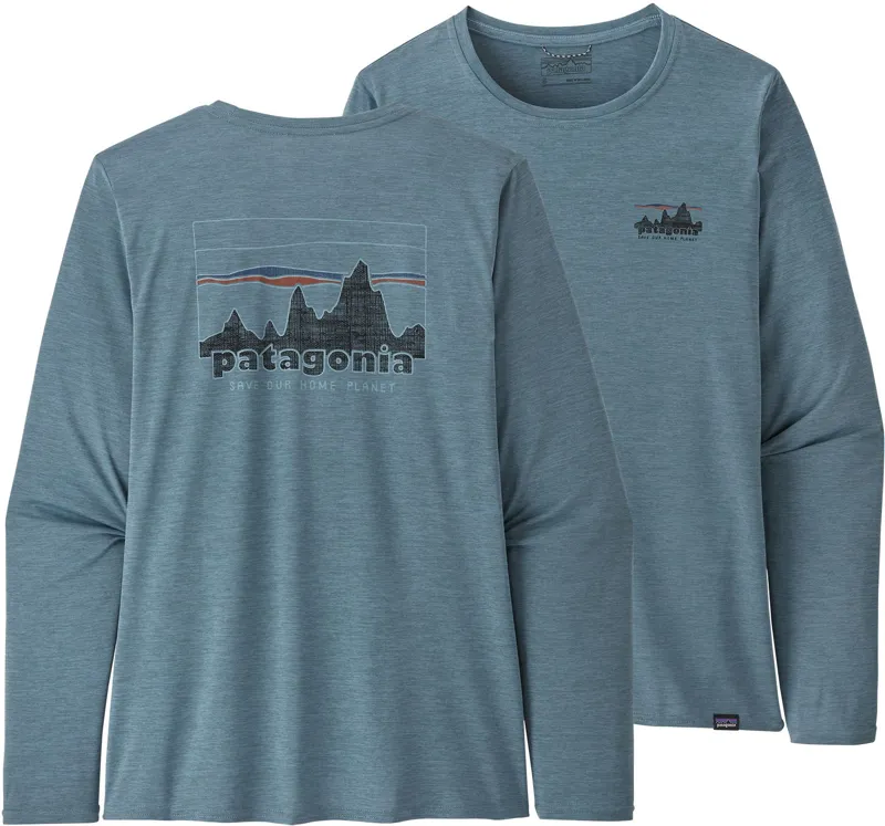 Patagonia Womens Long Sleeved Cap Cool Daily Graphic Shirt - '73 Skyline-Light Plume Grey X-Dye-2