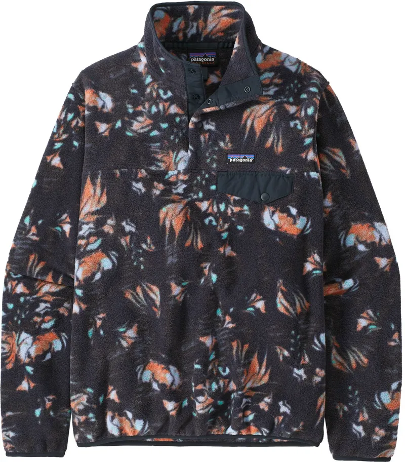Patagonia Womens Lightweight Synchilla Snap-T Pullover - Swirl Floral-Pitch Blue