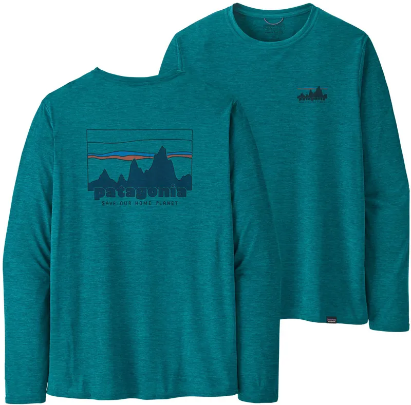 Patagonia Mens Long Sleeved Cap Cool Daily Graphic Shirt - 73 Skyline-Belay Blue X-Dye-2